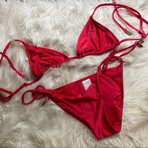 zimmermann pink triangle side tie bikini